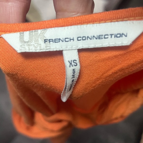 French Connection Orange Sleeveless Top with Cinched Waist and Ruched Shoulders - Picture 2 of 2